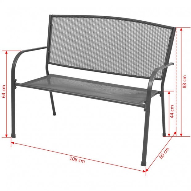 Garden Bench 108 Cm Steel And Mesh Anthracite Image 6