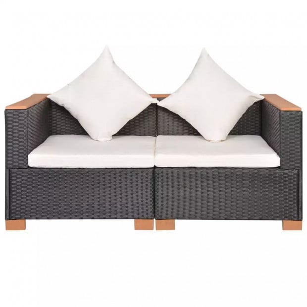 Garden Sofa Poly Rattan Black Image 2