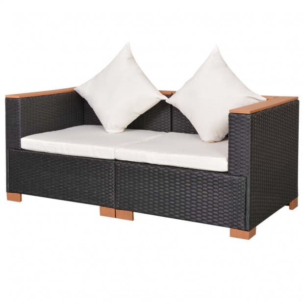 Garden Sofa Poly Rattan Black Image 3