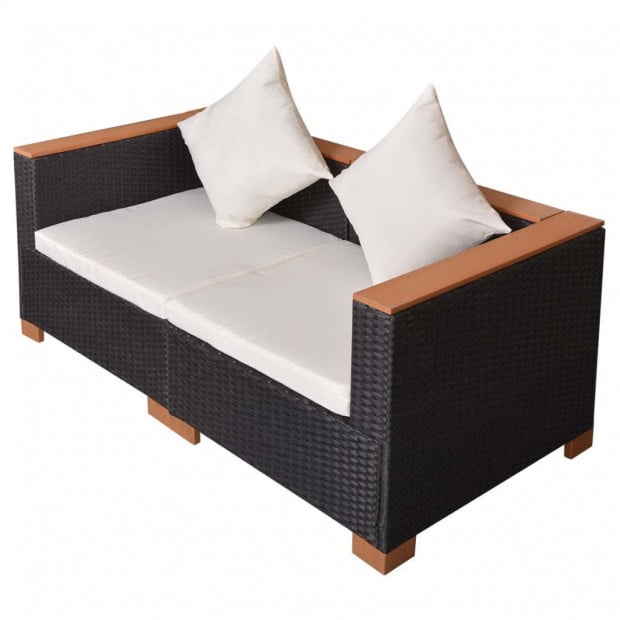 Garden Sofa Poly Rattan Black Image 4