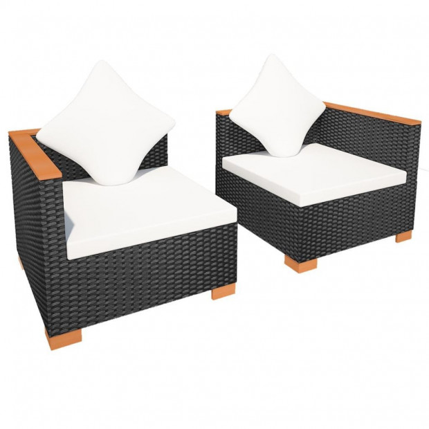 Garden Sofa Poly Rattan Black Image 5