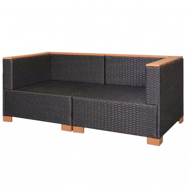 Garden Sofa Poly Rattan Black Image 6