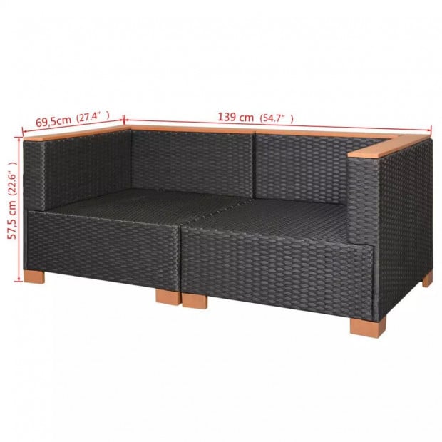 Garden Sofa Poly Rattan Black Image 9