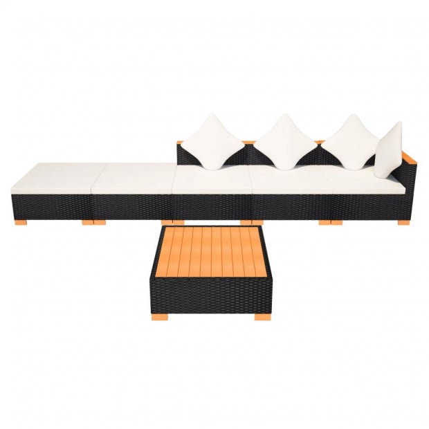 6 Piece Garden Lounge Set With Cushions Poly Rattan Black Image 4