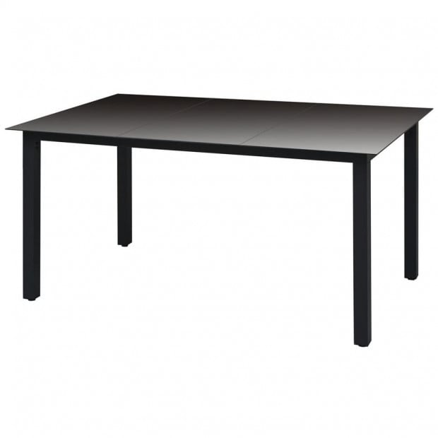 Garden Table Black 150x90x74 Cm Aluminium And Glass