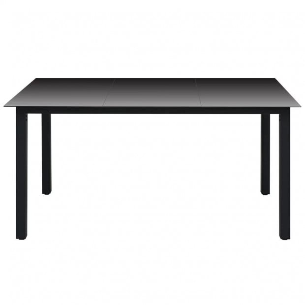 Garden Table Black 150x90x74 Cm Aluminium And Glass Image 2