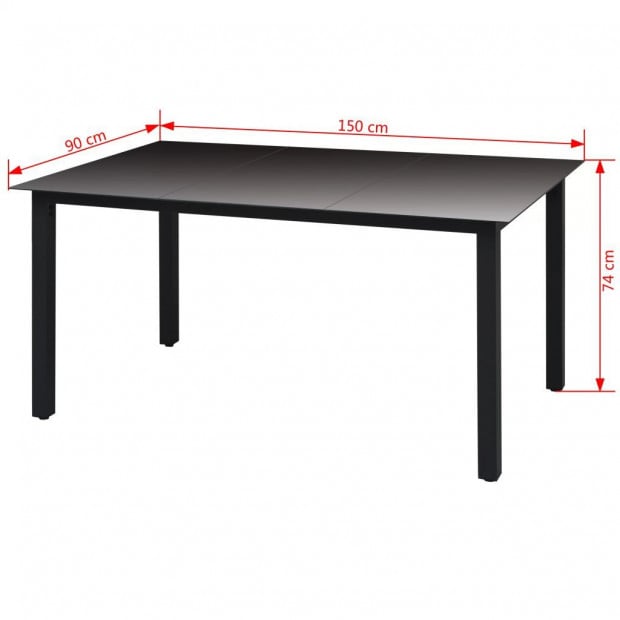 Garden Table Black 150x90x74 Cm Aluminium And Glass Image 3