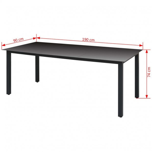 Garden Table Black 190x90x74 Cm Aluminium And Glass Image 3