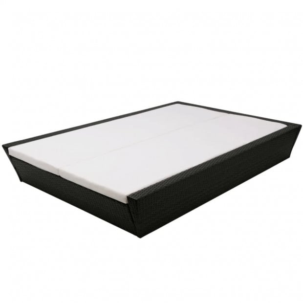 Outdoor Lounge Bed With Cushion Poly Rattan Black Image 7