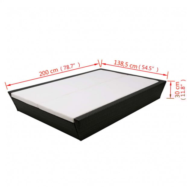 Outdoor Lounge Bed With Cushion Poly Rattan Black Image 8