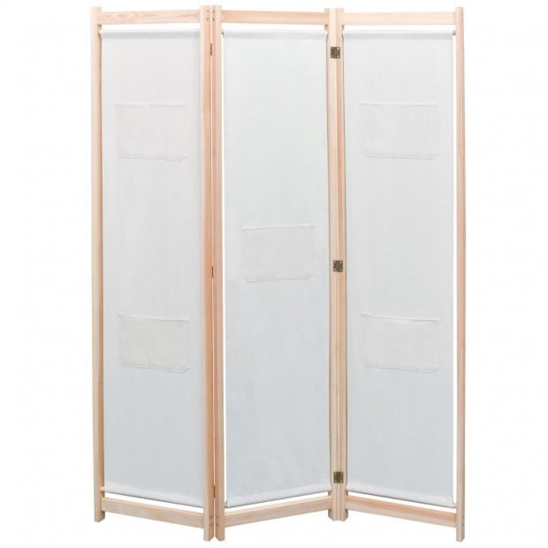 3-panel Room Divider Cream 120x170x4 Cm Fabric