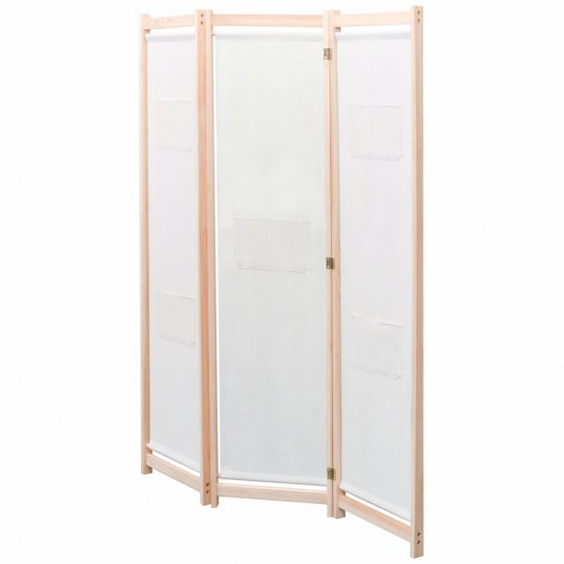 3-panel Room Divider Cream 120x170x4 Cm Fabric Image 3