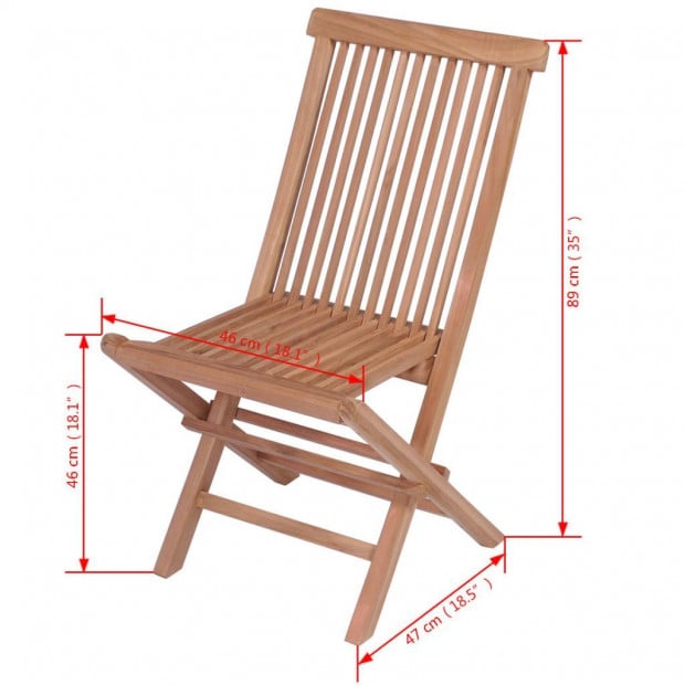 Folding Garden Chairs 4 Pcs Solid Teak Wood Image 8