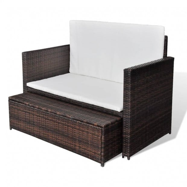 Garden Sofa Poly Rattan Brown Image 4