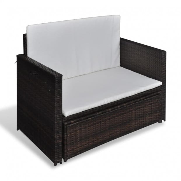 Garden Sofa Poly Rattan Brown Image 5
