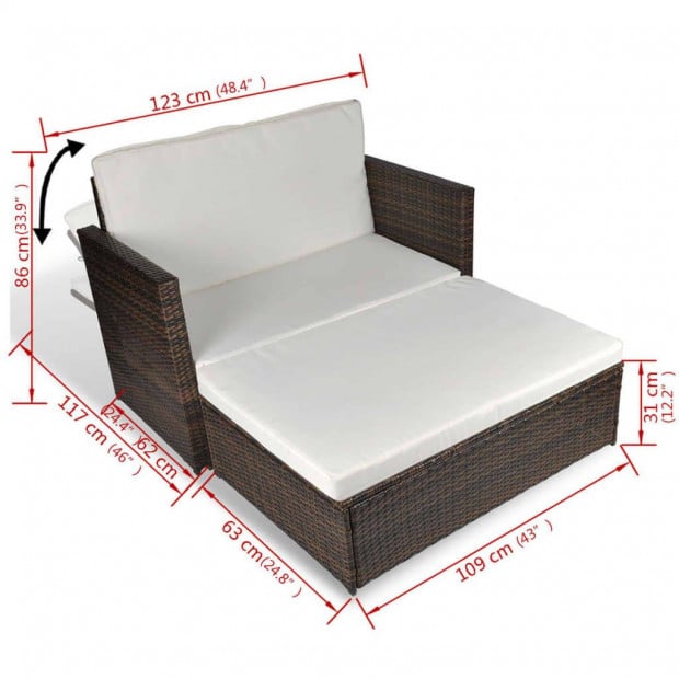 Garden Sofa Poly Rattan Brown Image 7