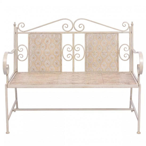 Garden Bench 115 Cm Steel White Image 2