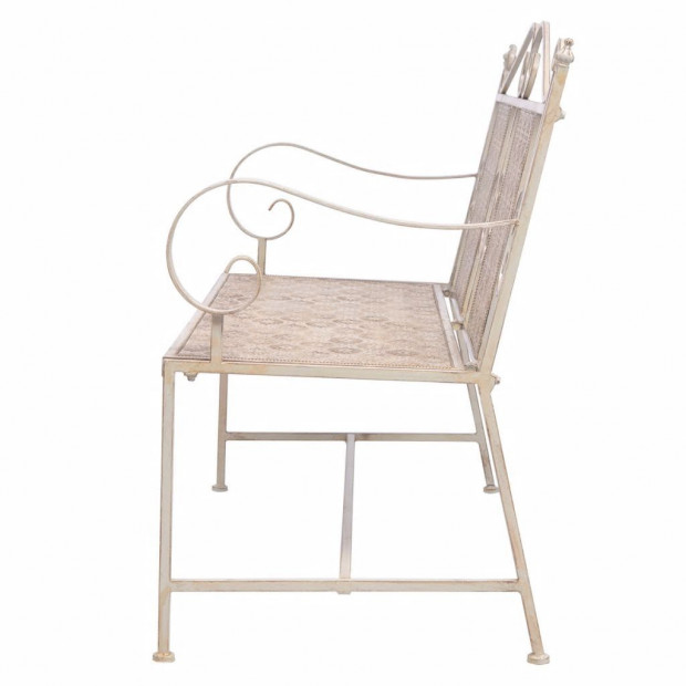Garden Bench 115 Cm Steel White Image 3
