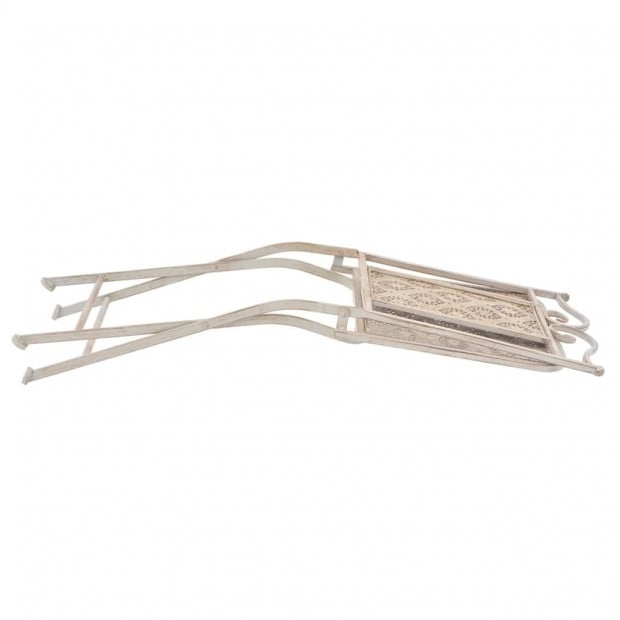 3 Piece Bistro Set Steel White Image 8