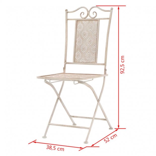 3 Piece Bistro Set Steel White Image 10