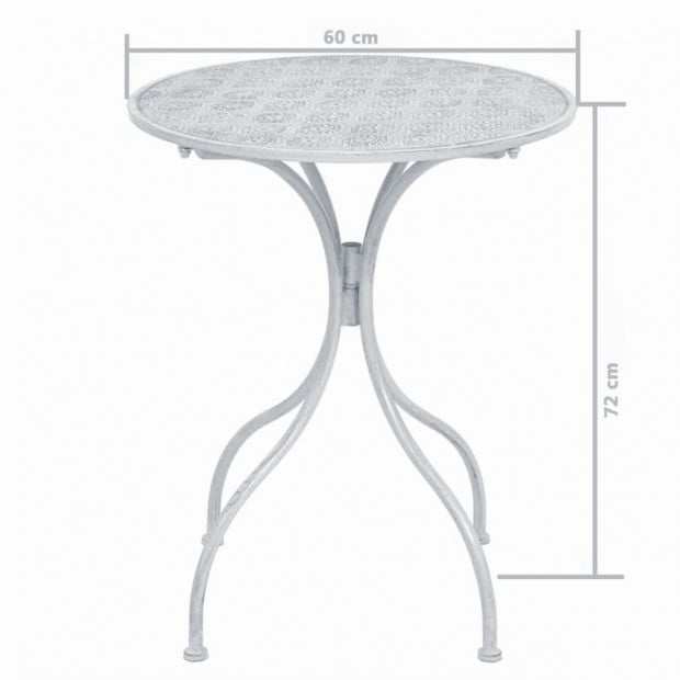 3 Piece Bistro Set Steel White Image 11