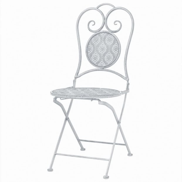 3 Piece Bistro Set Steel White Image 4