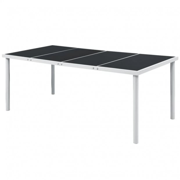 9 Piece Outdoor Dining Set Steel Black Image 2