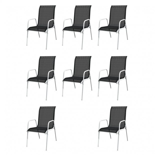 9 Piece Outdoor Dining Set Steel Black Image 3