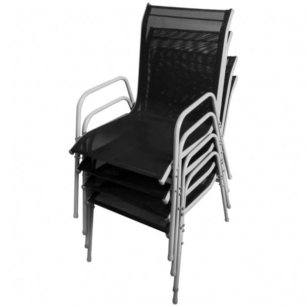 5 Piece Outdoor Dining Set Steel Black Image 9