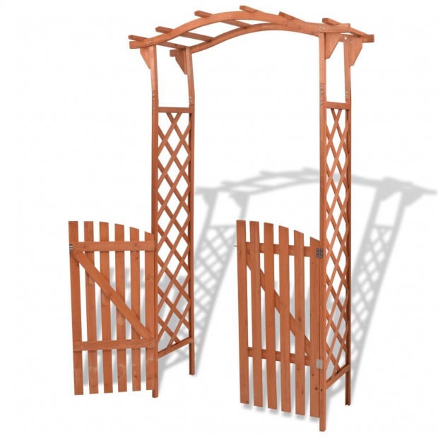 Garden Arch With Gate Solid Wood 120x60x205 Cm Image 2