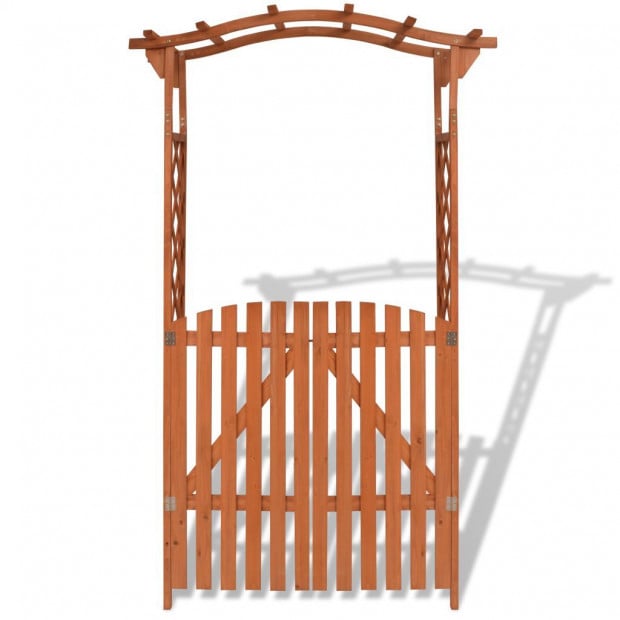 Garden Arch With Gate Solid Wood 120x60x205 Cm Image 3