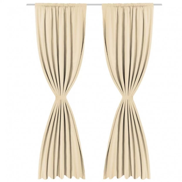 Blackout Curtains 2 Pcs Double Layer 140x245 Cm Beige Image 2