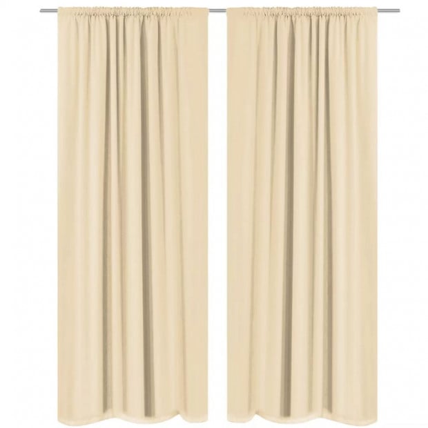 Blackout Curtains 2 Pcs Double Layer 140x245 Cm Beige Image 3