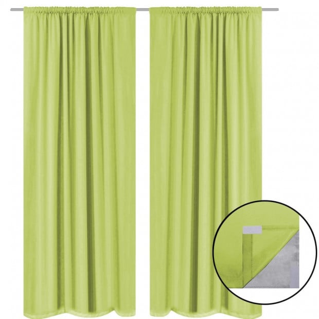 Blockout Curtains 2 Pcs Double Layer 140x245 Cm Green