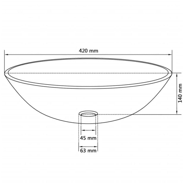 Basin Tempered Glass 42 Cm Black Image 4