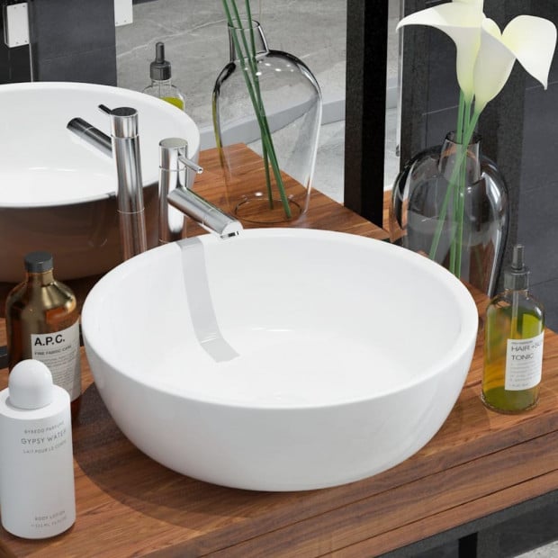 Basin Round Ceramic White 42x12 Cm