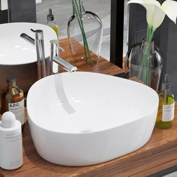 Basin Triangle Ceramic White 50.5x41x12 Cm