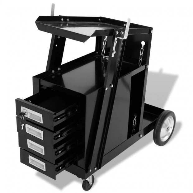 Welding Cart With 4 Drawers Black Image 3