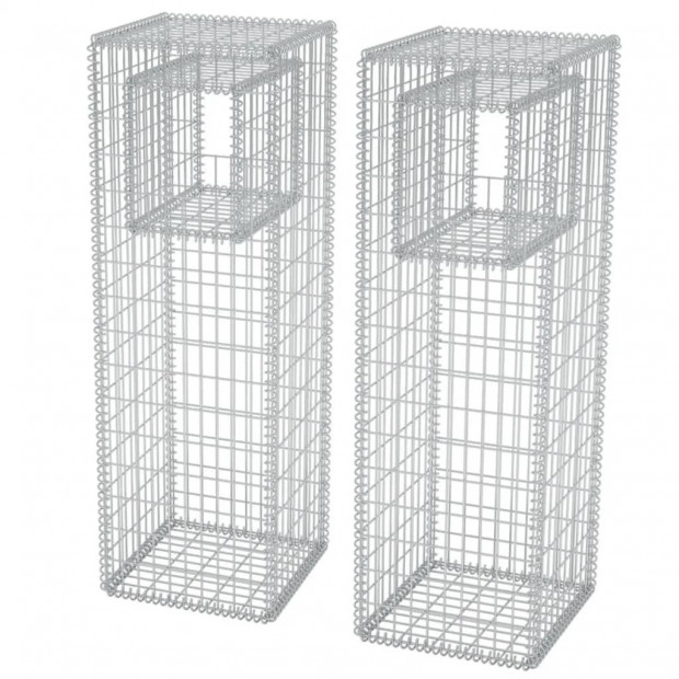 Gabion Basket Posts/planters 2 Pcs Steel 50x50x160 Cm Image 2