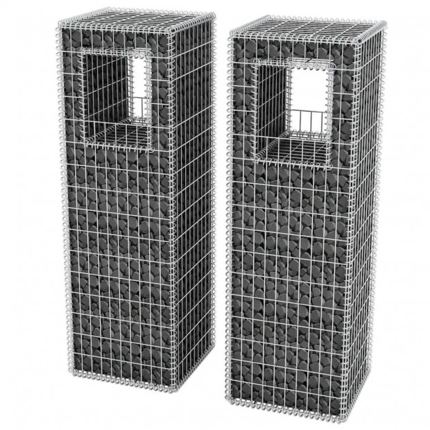 Gabion Basket Posts/planters 2 Pcs Steel 50x50x160 Cm Image 3