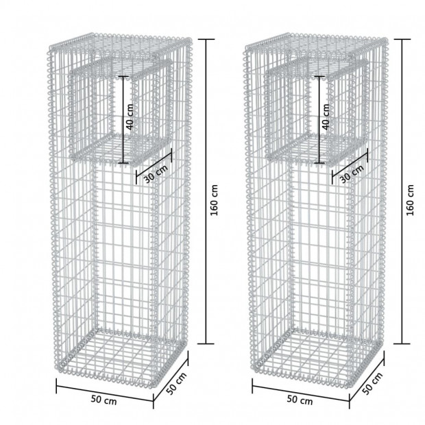 Gabion Basket Posts/planters 2 Pcs Steel 50x50x160 Cm Image 7