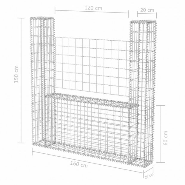 Gabion Basket U-shape Galvanised Steel 160x20x150 Cm Image 6
