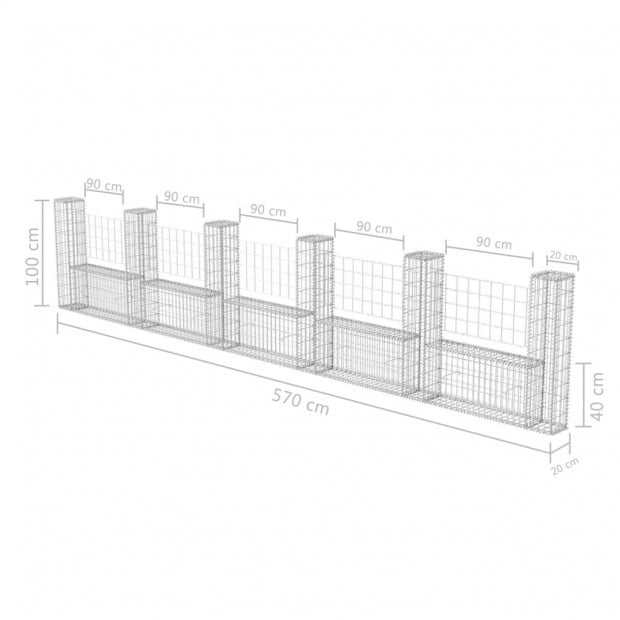 Gabion Basket U-shape Steel 570x20x100 Cm Image 6