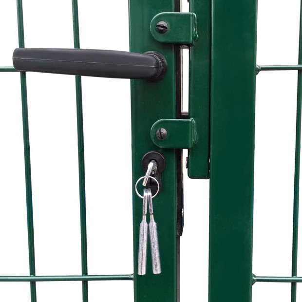 Garden Patio Fence Gate With Posts 350x140 Cm Steel Green Image 4
