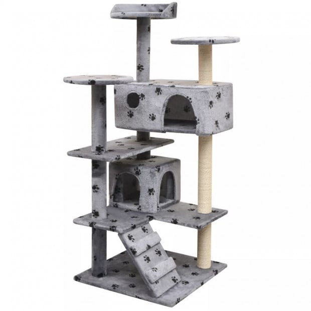 Cat Tree Sisal Scratching Posts 125 Cm Paw Prints Grey