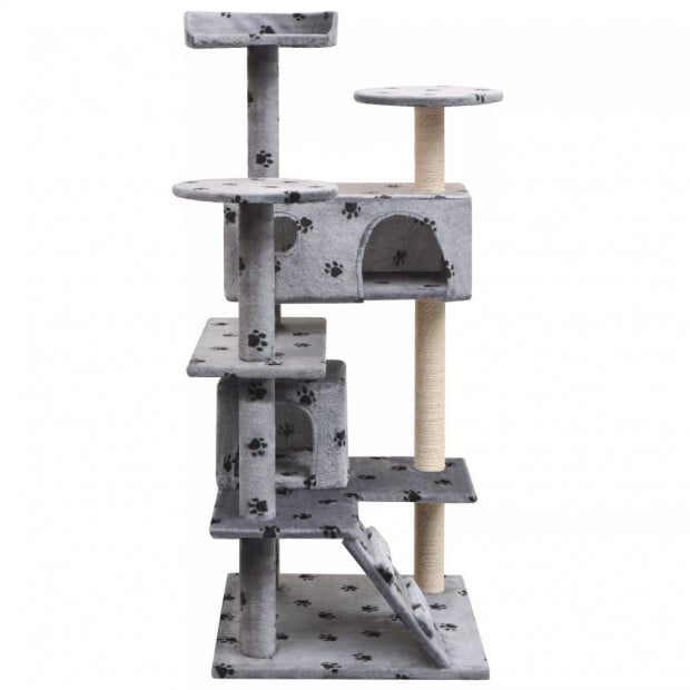 Cat Tree Sisal Scratching Posts 125 Cm Paw Prints Grey Image 2
