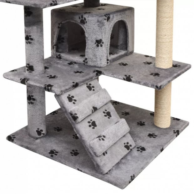 Cat Tree Sisal Scratching Posts 125 Cm Paw Prints Grey Image 3