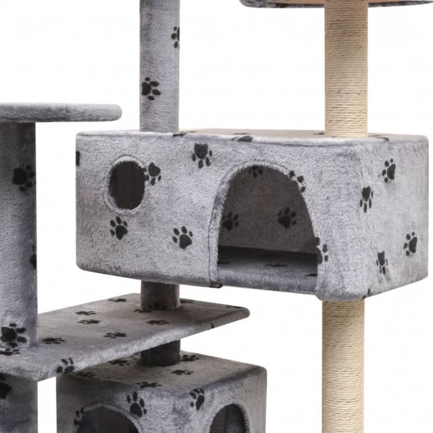 Cat Tree Sisal Scratching Posts 125 Cm Paw Prints Grey Image 4