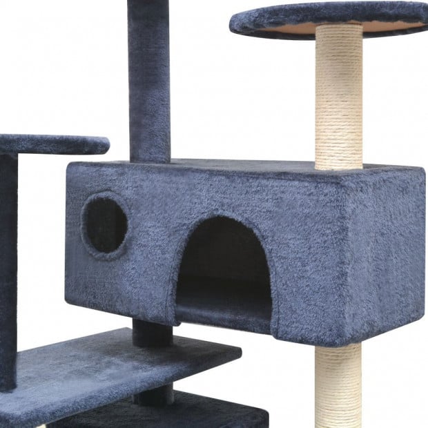 Cat Tree With Sisal Scratching Posts 125 Cm Dark Blue Image 3