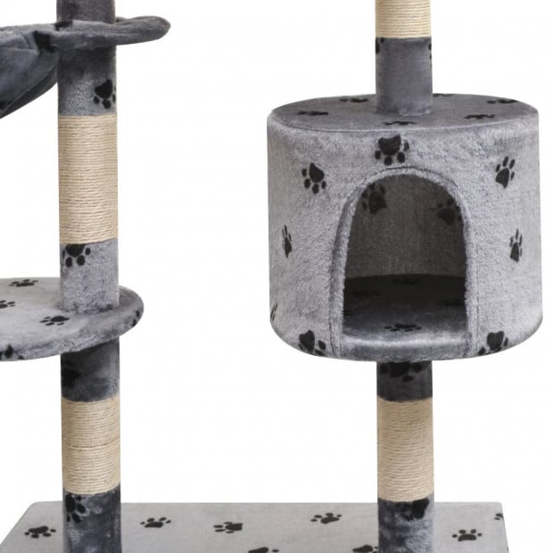 Cat Tree With Sisal Scratching Posts 125 Cm Paw Prints Grey Image 3